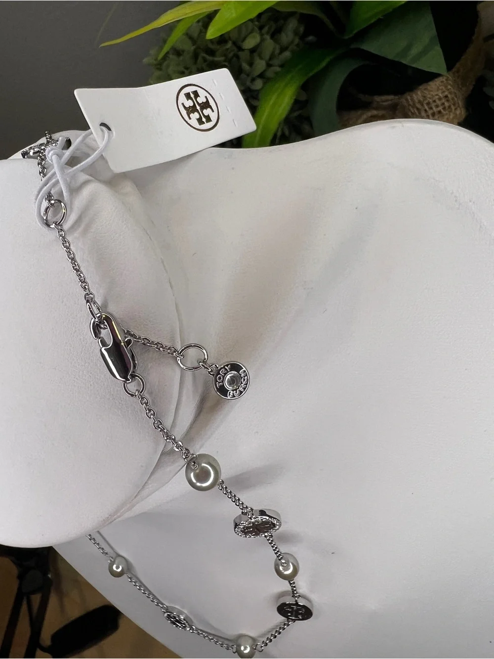 Tory Burch Silver Miller Double T Logo Necklace